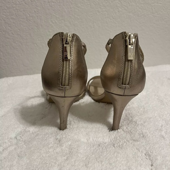 Pelle Moda Gold Ankle Strap Heels 8 - Picture 5 of 7